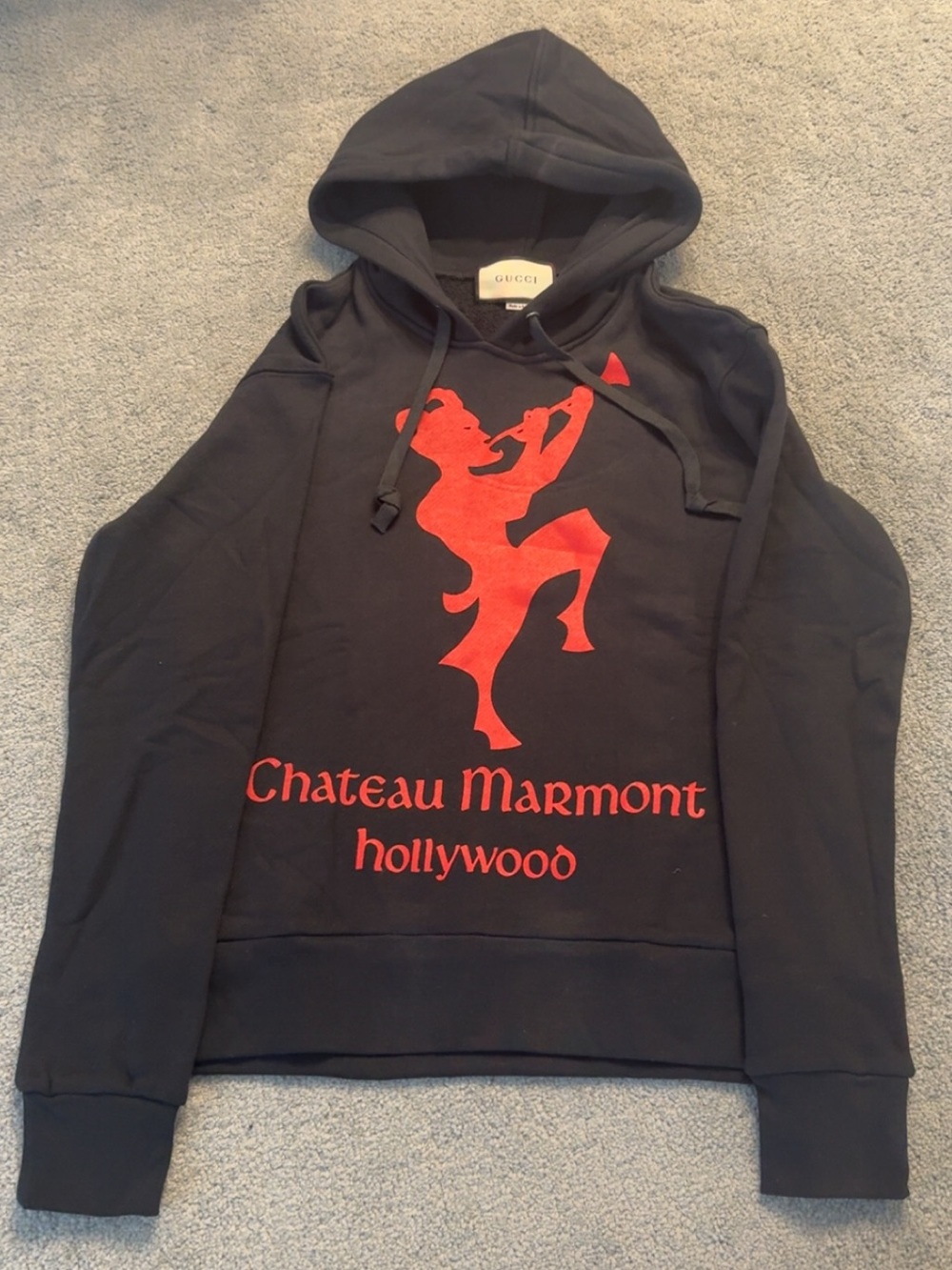 Gucci Black Hoodie with Red Chateau Marmont Graphic